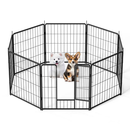 Dog Playpen Indoor Outdoor, 24" Height 8 Panels Fence with Anti-Rust Coating, Metal Heavy Portable Foldable Dog Pen for Large, Medium Small Dogs RV Yard Camping