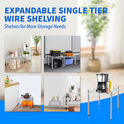 Heavy Duty Shelving Unit, Wire Metal Stackable Storage, 1-Tier Shelf, Chrome, 15" W x 13.8" D x 15" H