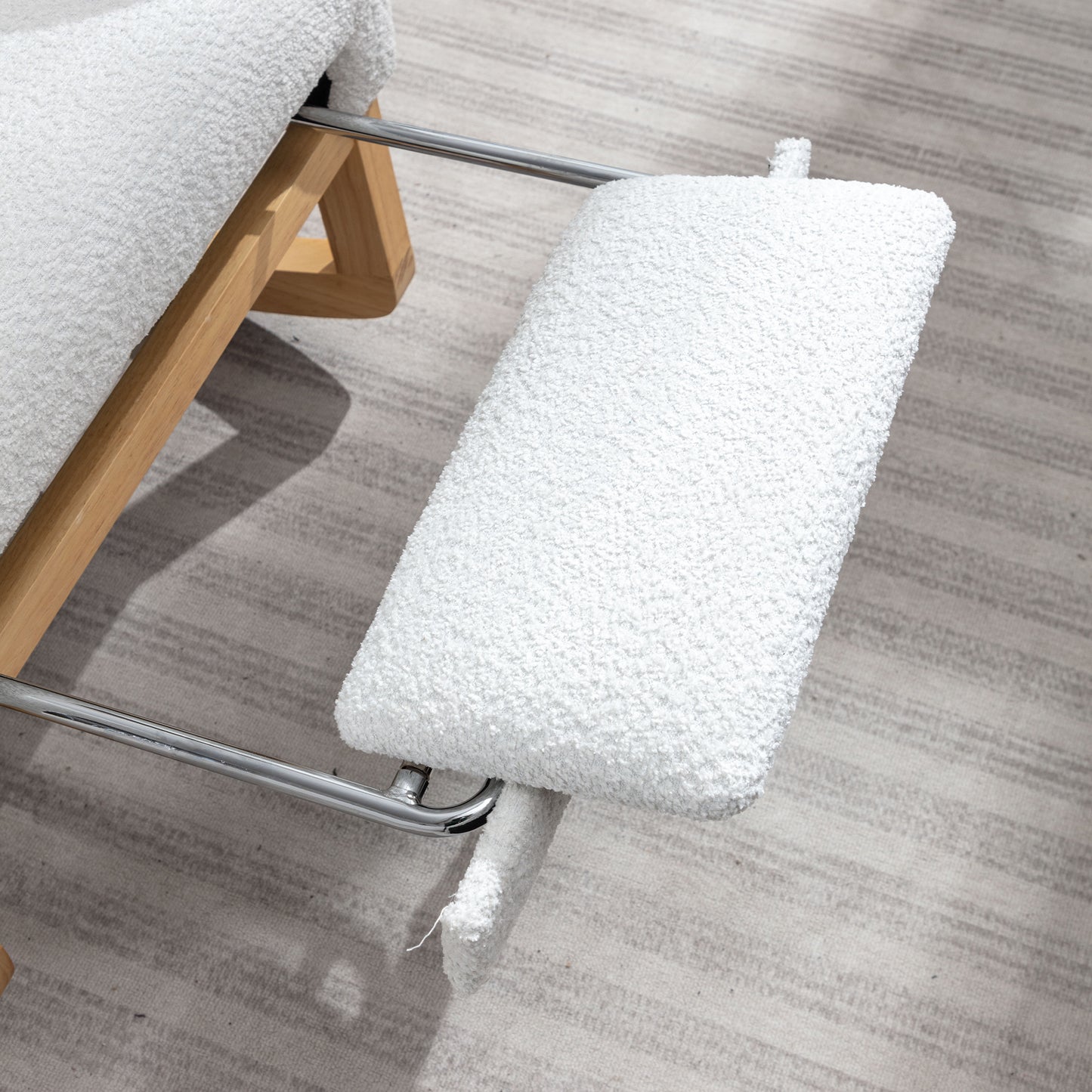 LY-5104 WHITE Accent Rocking Chair with Footrest High Back Rubber Wood Rocking Legs Bedroom Living Space 26.77D X 38.36W X 39.76H Inch
