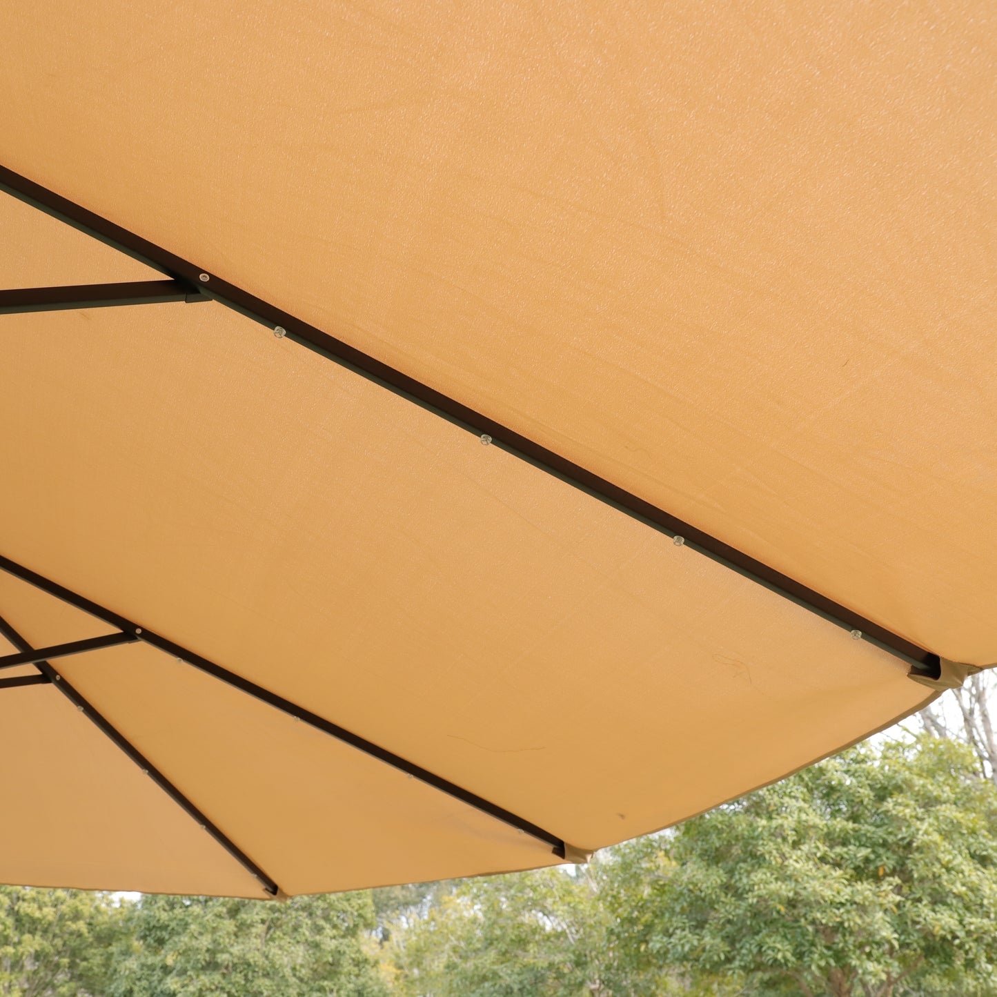 15x9ft Large Double-Sided Rectangular Outdoor Twin Patio Market Umbrella with light and base- taupe