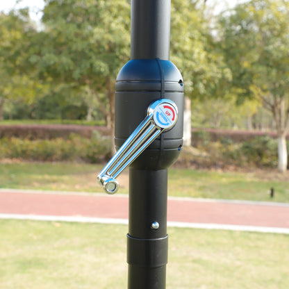 15x9ft Large Double-Sided Rectangular Outdoor Twin Patio Market Umbrella with light and base- blue