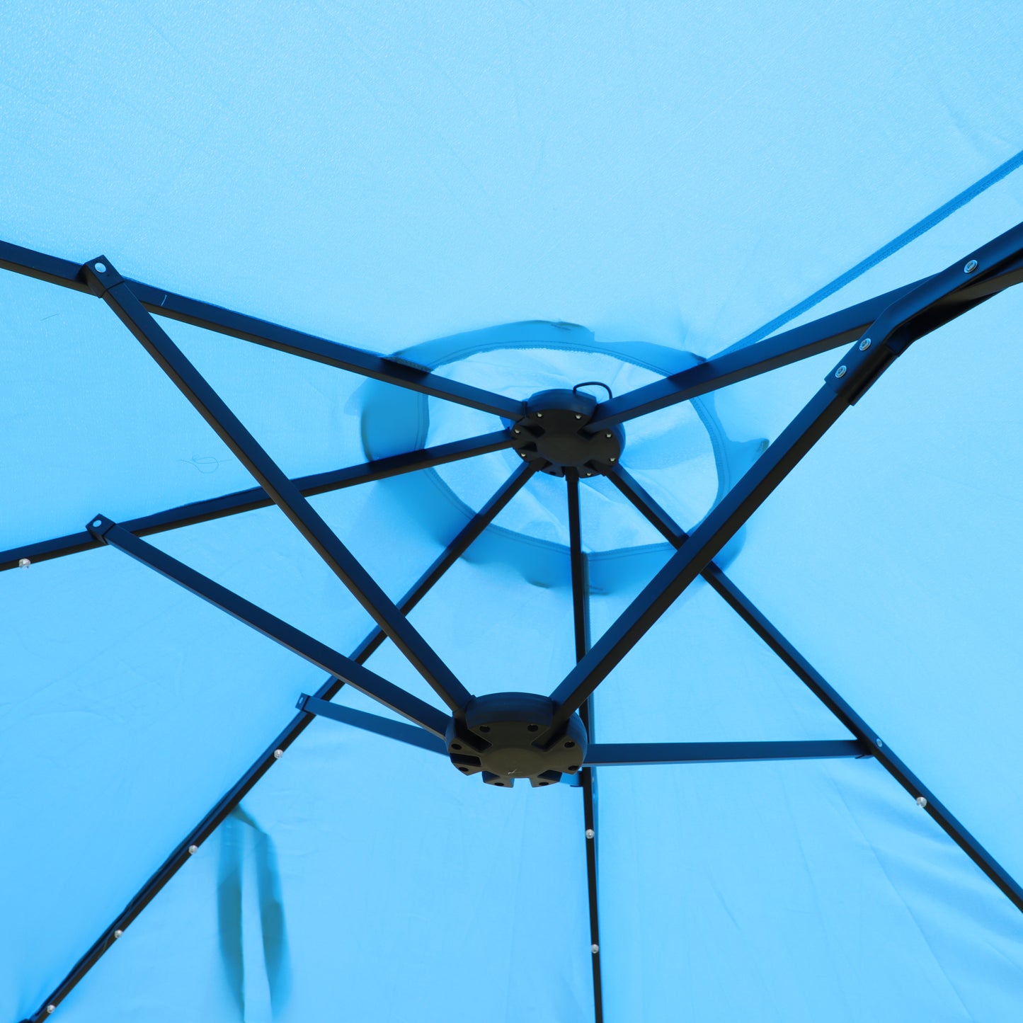 15x9ft Large Double-Sided Rectangular Outdoor Twin Patio Market Umbrella with light and base- blue