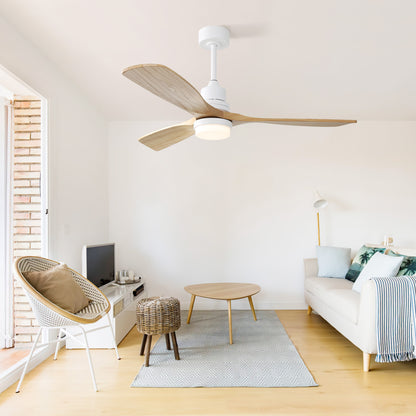 52 Inch Ceiling Fan With Dimmable Led Light 6 Speed Remote 3 Wood Blade Reversible DC Motor For Bedroom