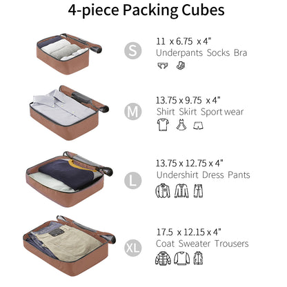 4 Piece Luggage Set Suitcase Set, ABS Hard Shell Lightweight Expandable Travel Luggage with 4 Packing Cubes, TSA Lock, Spinner Wheels for Men Women(16/20/24/28)