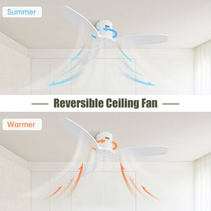52 Inch Indoor Wooden Ceiling Fan With 3 Solid Wood Blades Remote Control Reversible DC Motor Without Light