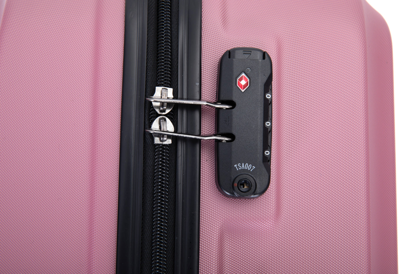 3 Piece Luggage Sets ABS Lightweight Suitcase with Two Hooks, Spinner Wheels, TSA Lock, (20/24/28), Pink