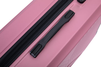 3 Piece Luggage Sets ABS Lightweight Suitcase with Two Hooks, Spinner Wheels, TSA Lock, (20/24/28), Pink