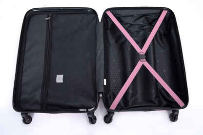 3 Piece Luggage Sets ABS Lightweight Suitcase with Two Hooks, Spinner Wheels, TSA Lock, (20/24/28), Pink