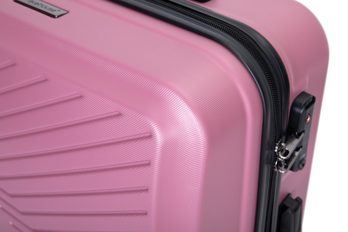 3 Piece Luggage Sets ABS Lightweight Suitcase with Two Hooks, Spinner Wheels, TSA Lock, (20/24/28), Pink