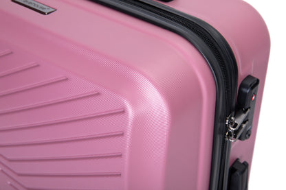 3 Piece Luggage Sets ABS Lightweight Suitcase with Two Hooks, Spinner Wheels, TSA Lock, (20/24/28), Pink