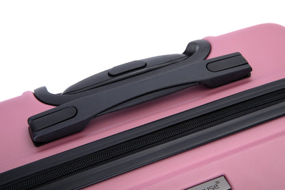 3 Piece Luggage Sets ABS Lightweight Suitcase with Two Hooks, Spinner Wheels, TSA Lock, (20/24/28), Pink