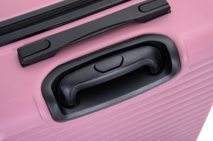 3 Piece Luggage Sets ABS Lightweight Suitcase with Two Hooks, Spinner Wheels, TSA Lock, (20/24/28) PINK