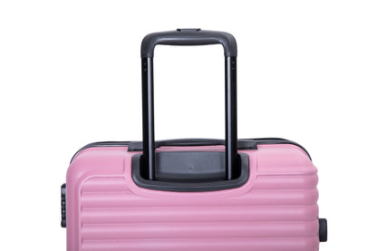 3 Piece Luggage Sets ABS Lightweight Suitcase with Two Hooks, Spinner Wheels, TSA Lock, (20/24/28) PINK