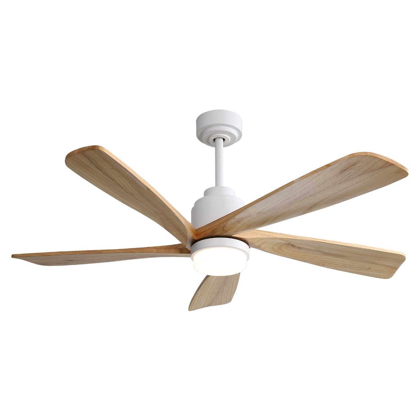 52 Inch Indoor Ceiling Fan With Dimmable LED Light 5 Solid Wood Blades Remote Control Reversible DC Motor With Smart APP Control