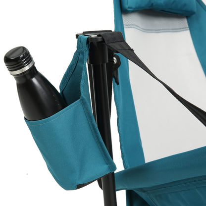 Hammock Camping Chair, Folding Portable Rocking Chair, Aluminum Alloy Adjustable Back Swinging Chair with Pillow Cup Holder, Recliner with Carry Bag for Outdoor Travel Lawn Backyard, Blue (2pcs)