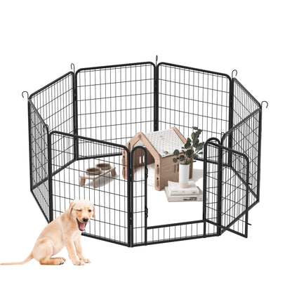 8 Panels Heavy Duty Metal Playpen with door,31.7"H Dog Fence Pet Exercise Pen for Outdoor, Indoor