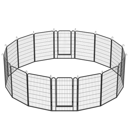 16 Panels Heavy Duty Metal Playpen with door,39.37"H Dog Fence Pet Exercise Pen for Outdoor