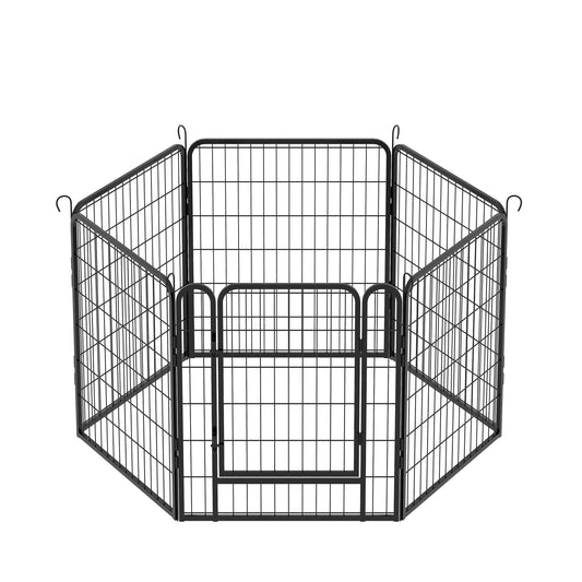 6 Panels Heavy Duty Metal Playpen with door,31.7"H Dog Fence Pet Exercise Pen for Outdoor, Indoor