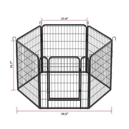 6 Panels Heavy Duty Metal Playpen with door,31.7"H Dog Fence Pet Exercise Pen for Outdoor, Indoor