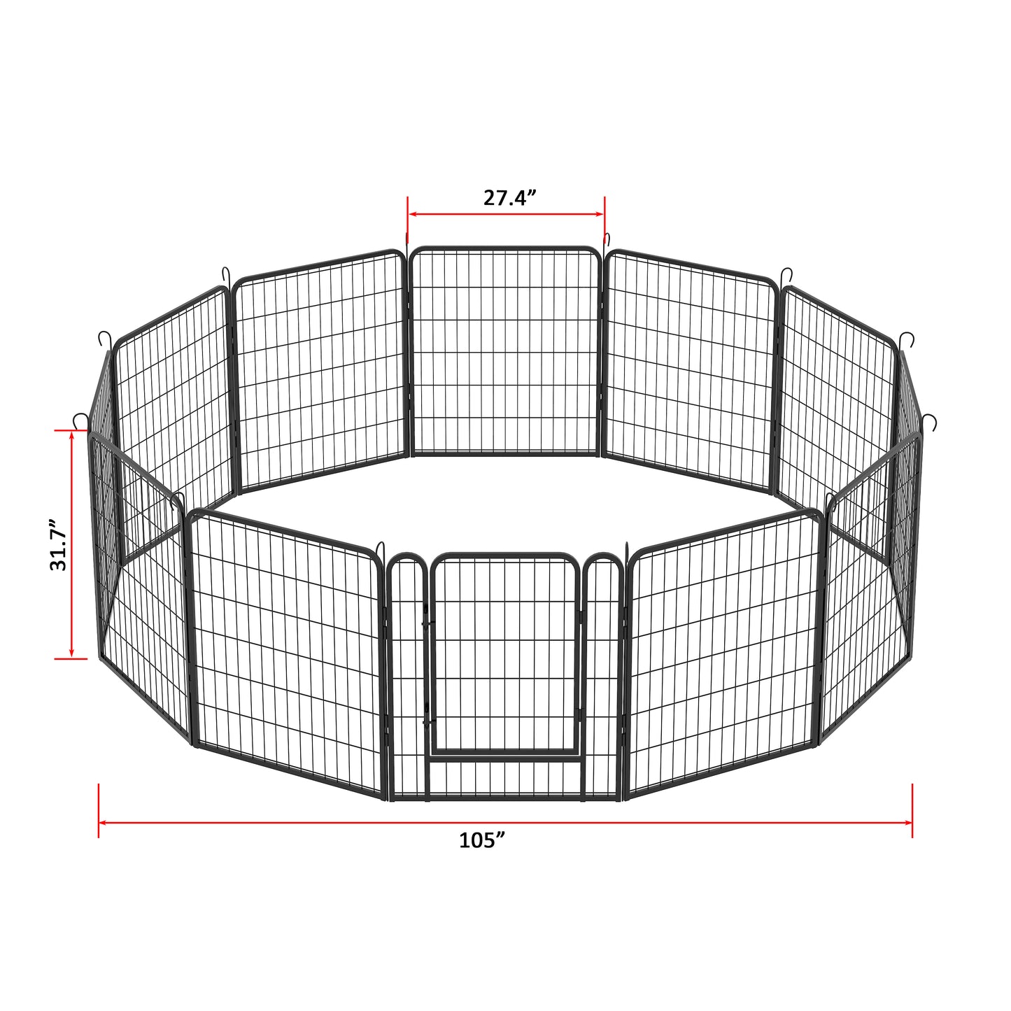 12 Panels Heavy Duty Metal Playpen with door,31.7"H Dog Fence Pet Exercise Pen for Outdoor