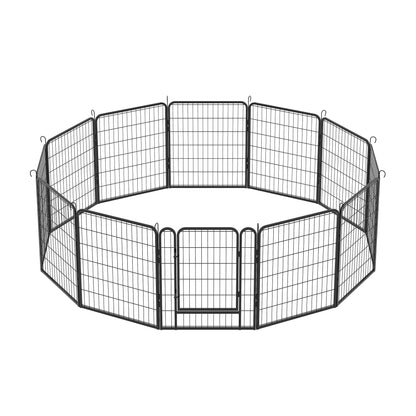 12 Panels Heavy Duty Metal Playpen with door,31.7"H Dog Fence Pet Exercise Pen for Outdoor
