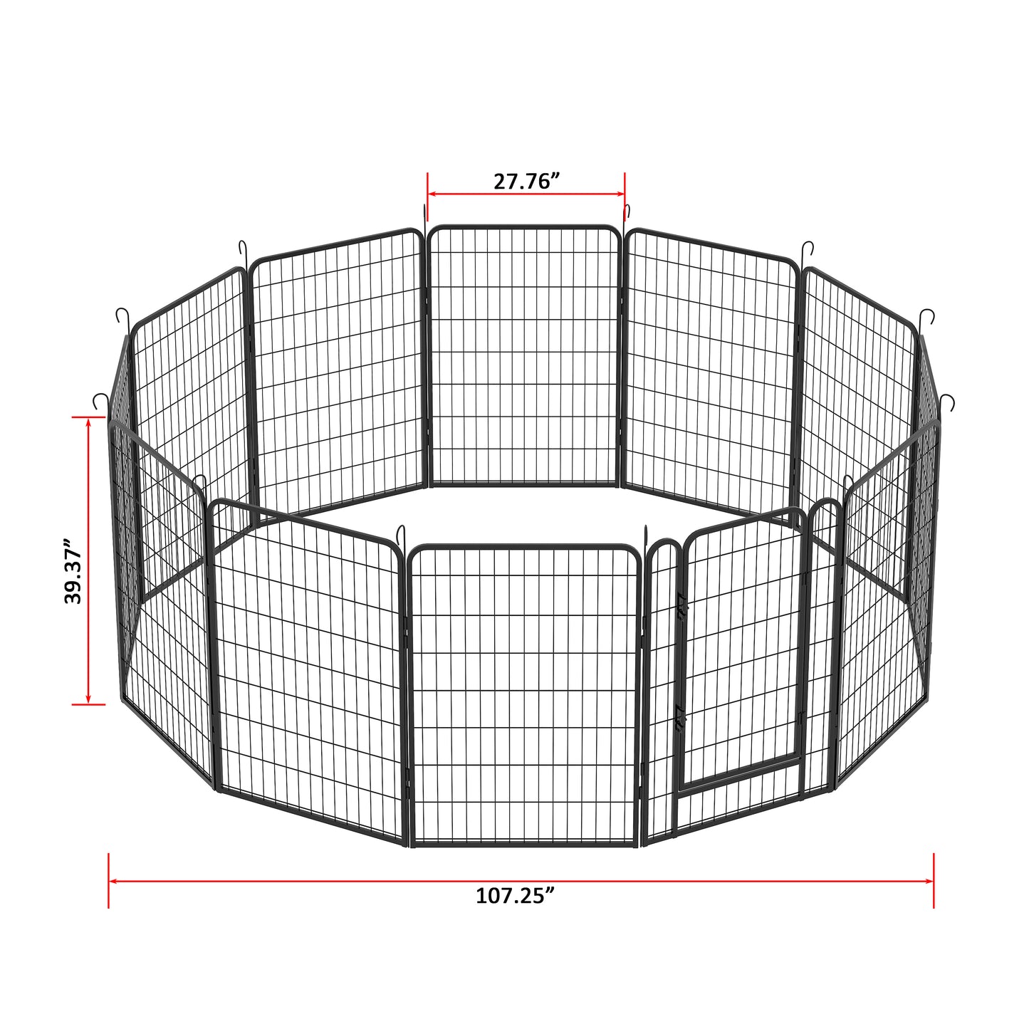 12 Panels Heavy Duty Metal Playpen with door,39.37"H Dog Fence Pet Exercise Pen for Outdoor