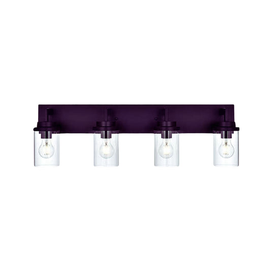 Modern Wall Bathroom Vanity Light Fixture 4 Light Oil Rubbed Bronze Metal with Clear Glass Shade,Industrial Vintage Farmhouse Wall Mount Lighting Sconce