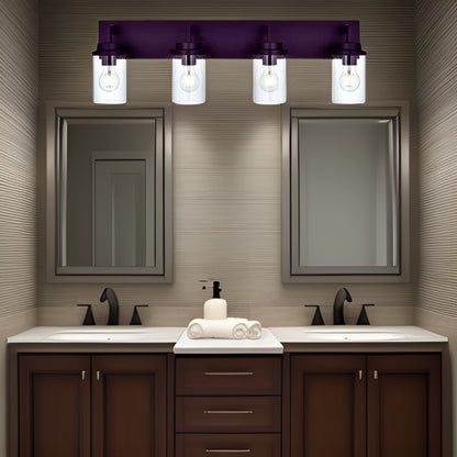 Modern Wall Bathroom Vanity Light Fixture 4 Light Oil Rubbed Bronze Metal with Clear Glass Shade,Industrial Vintage Farmhouse Wall Mount Lighting Sconce