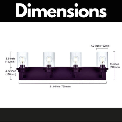 Modern Wall Bathroom Vanity Light Fixture 4 Light Oil Rubbed Bronze Metal with Clear Glass Shade,Industrial Vintage Farmhouse Wall Mount Lighting Sconce