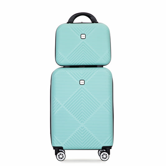 2Piece Luggage Sets ABS Lightweight Suitcase , Spinner Wheels, (20/14) LIGHT BLUE