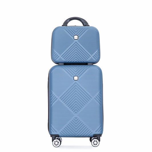 2Piece Luggage Sets ABS Lightweight Suitcase , Spinner Wheels, (20/14) BLUE