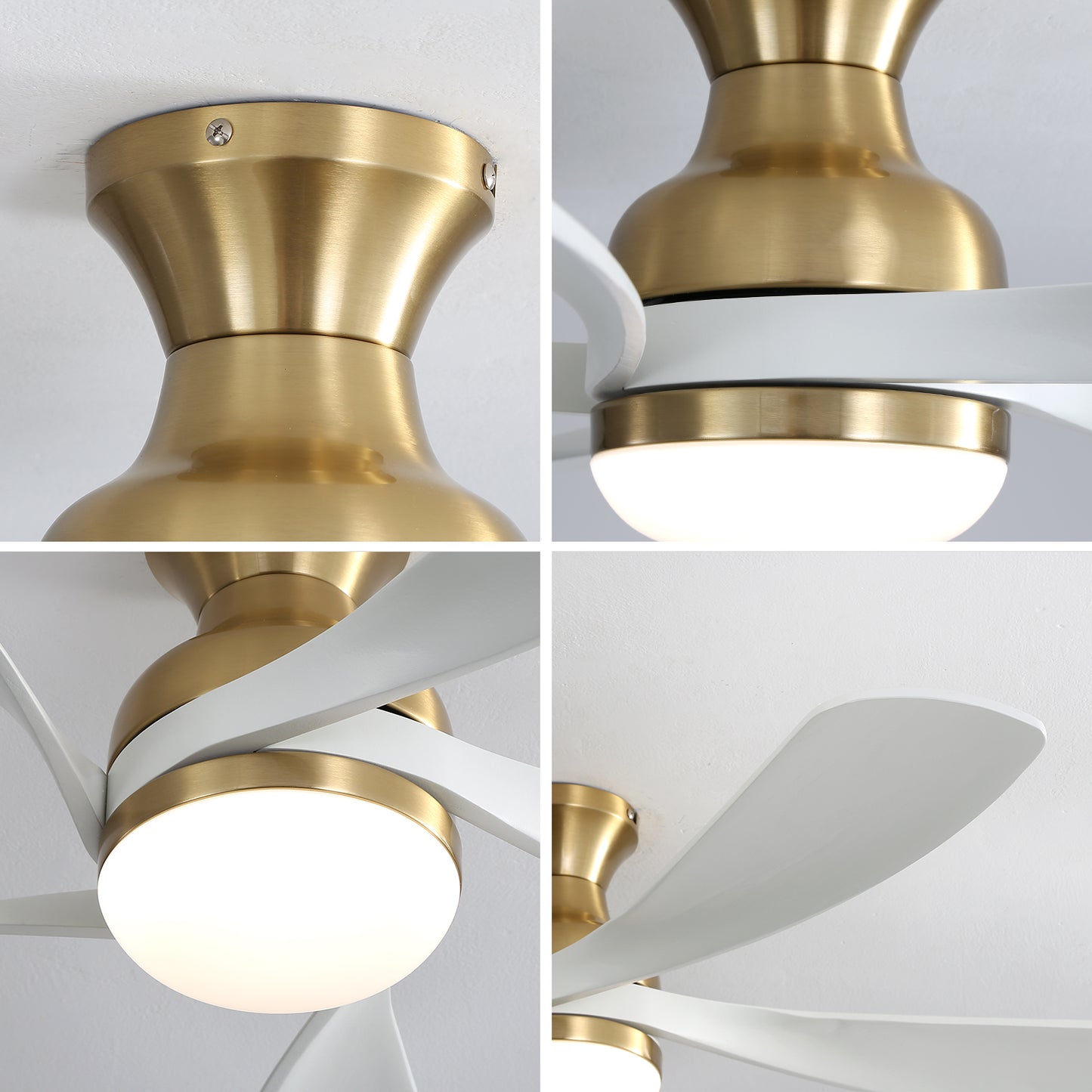 52 Inch Ceiling Fan with Dimmable 3 Colors LED Light Reversible Noiseless DC Motor Smart APP Remote Control