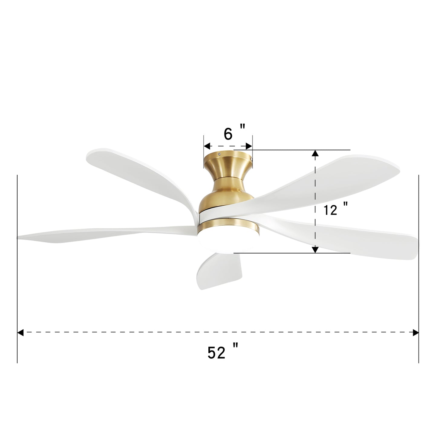 52 Inch Ceiling Fan with Dimmable 3 Colors LED Light Reversible Noiseless DC Motor Smart APP Remote Control