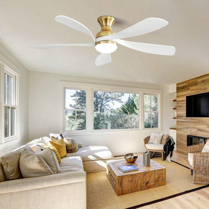 52 Inch Ceiling Fan with Dimmable 3 Colors LED Light Reversible Noiseless DC Motor Smart APP Remote Control