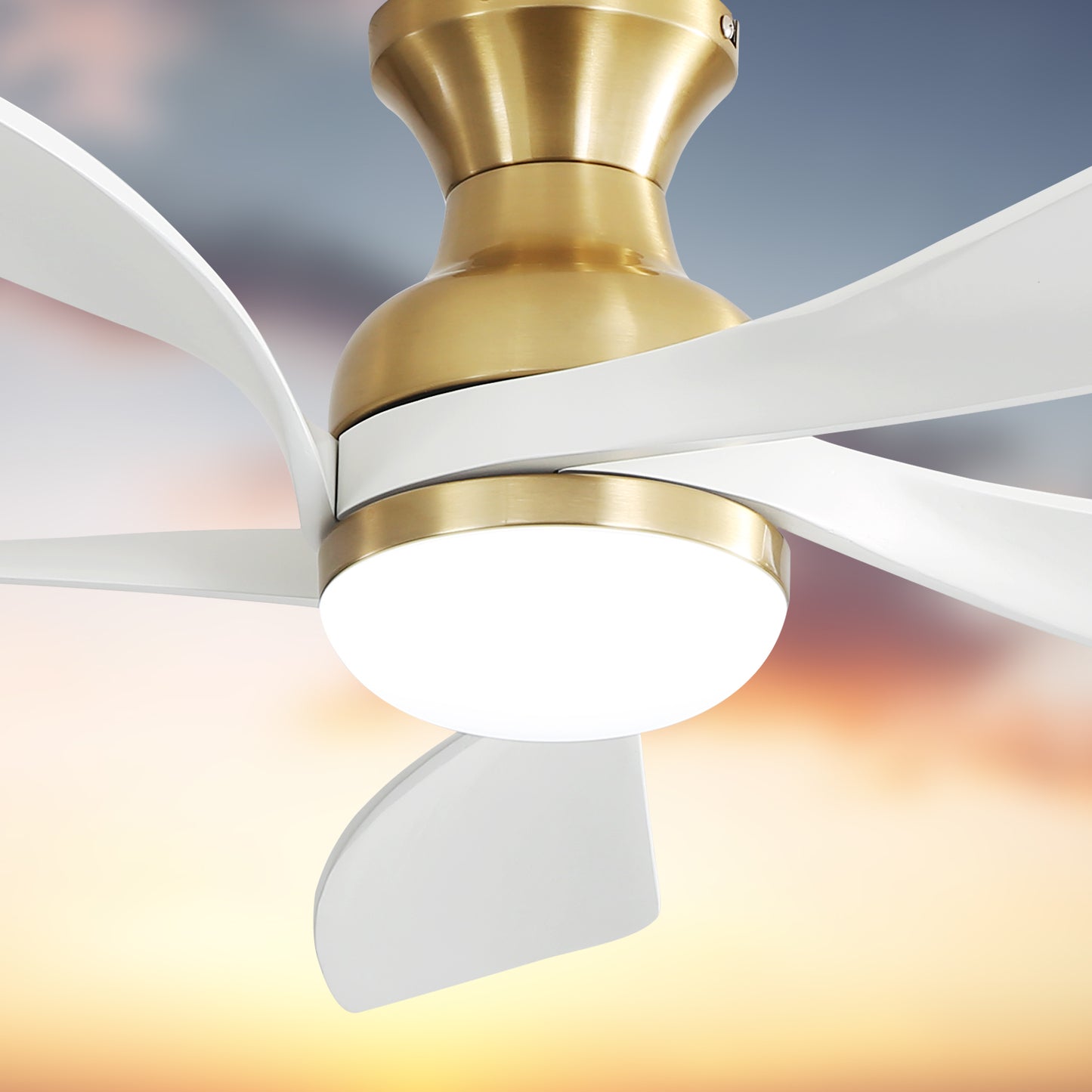 52 Inch Ceiling Fan with Dimmable 3 Colors LED Light Reversible Noiseless DC Motor Smart APP Remote Control