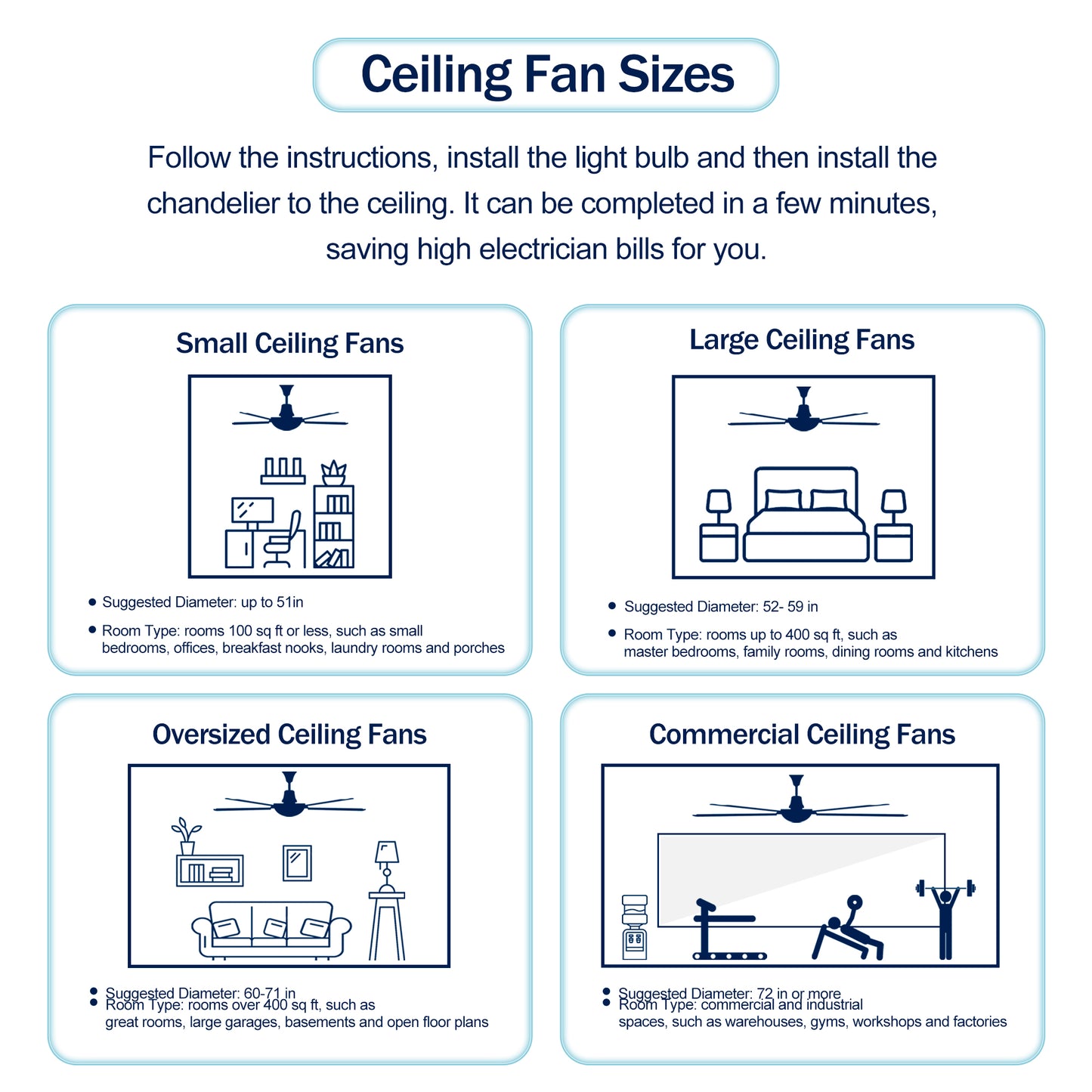 Crystal Ceiling Fan with Lights Fandelier Chandelier Reversible Blades 3 Wind Speeds Remote Control for Bedroom Living Dining Room Chrome 52 Inch
