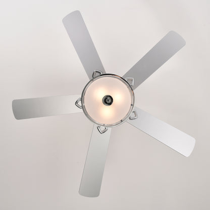 52" 3-Light Chrome Drum Shade LED Ceiling Fan + Remote, Traditional Farmhouse Rustic Industrial Bohemian Country Cottage Transitional Glam for Home, Kitchen, Living Room