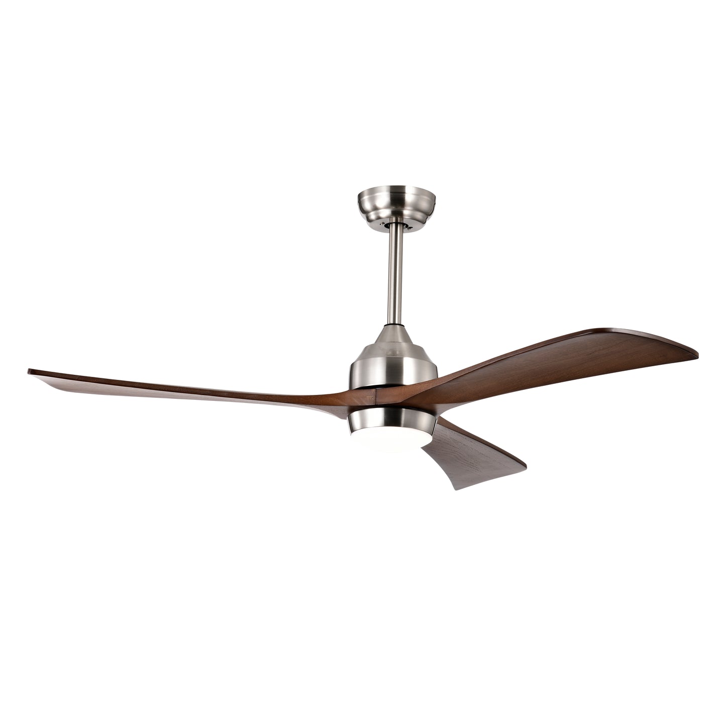 52" Ceiling Fan with Lights Remote Control,Quiet DC Motor 3 Wood Blade Ceiling Fans 6 Speed Levels,Reversible Ceiling Fan, for Patio Living Room, Bedroom, Office,Indoor.(Stain nickel + Walnut )