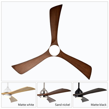 52" Ceiling Fan with Lights Remote Control,Quiet DC Motor 3 Wood Blade Ceiling Fans 6 Speed Levels,Reversible Ceiling Fan, for Patio Living Room, Bedroom, Office,Indoor.(Stain nickel + Walnut )