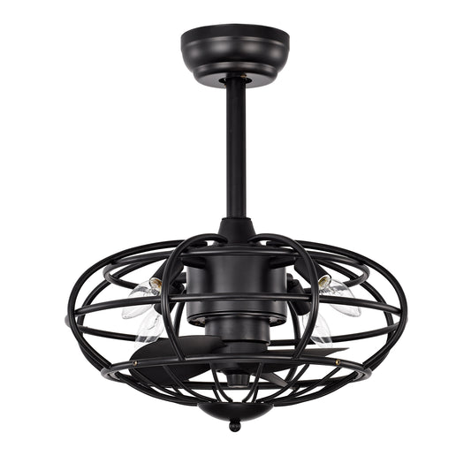 18.1" Caged Ceiling Fan with Remote Control,Timer, 3 Speeds Indoor Ceiling Fan for Farmhouse, Bedroom Living Room(No include Bulbs)