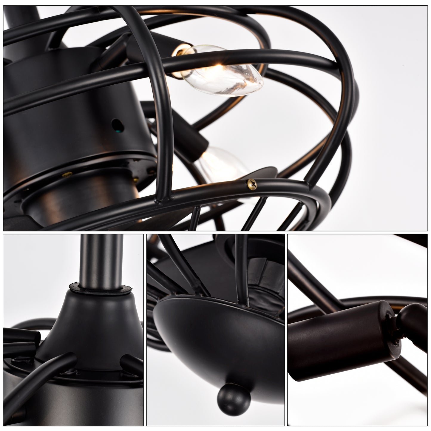 18.1" Caged Ceiling Fan with Remote Control,Timer, 3 Speeds Indoor Ceiling Fan for Farmhouse, Bedroom Living Room(No include Bulbs)