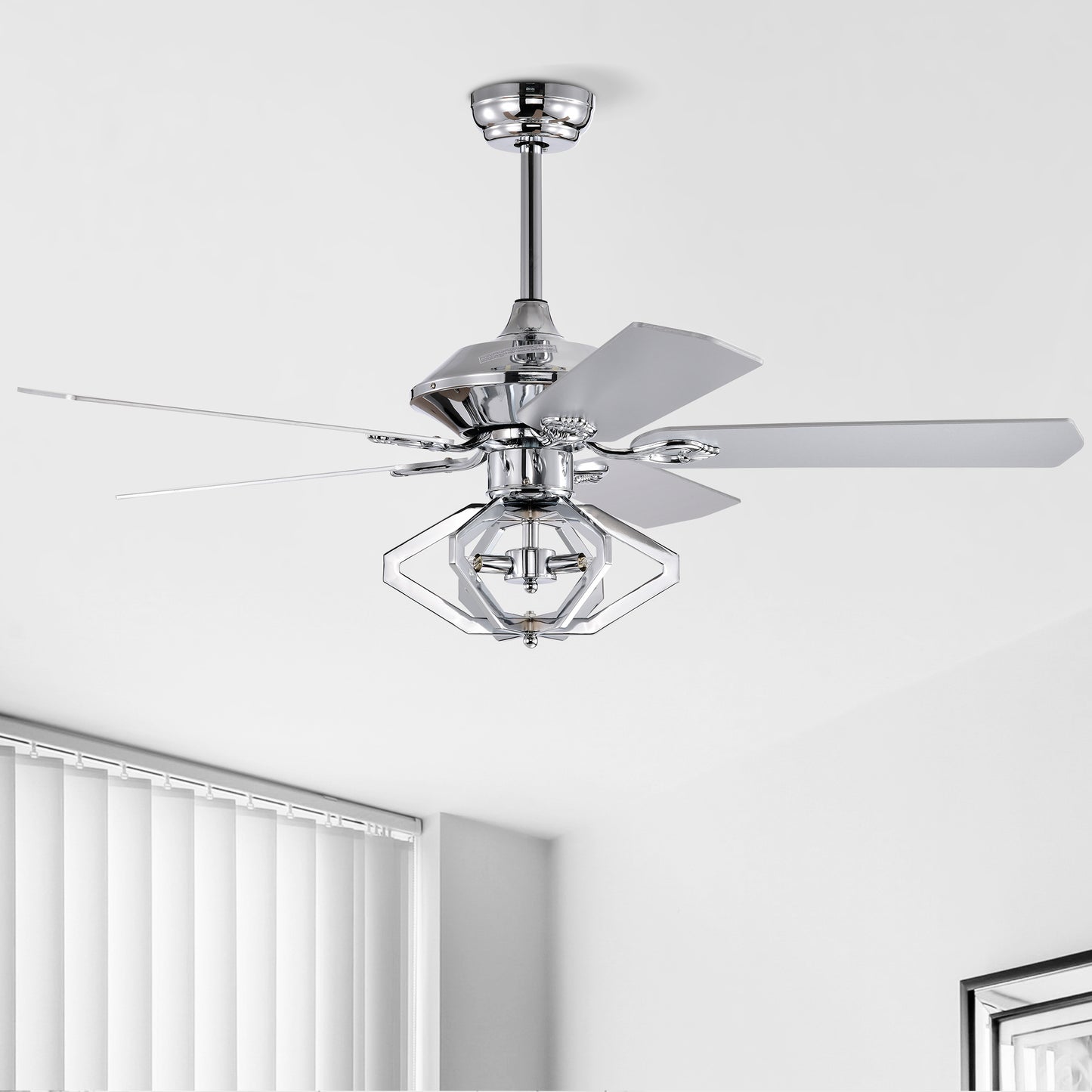 52" Dual Wood 5-Blade Crystal Ceiling Fan with Remote