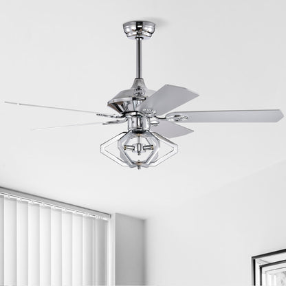 52" Dual Wood 5-Blade Crystal Ceiling Fan with Remote