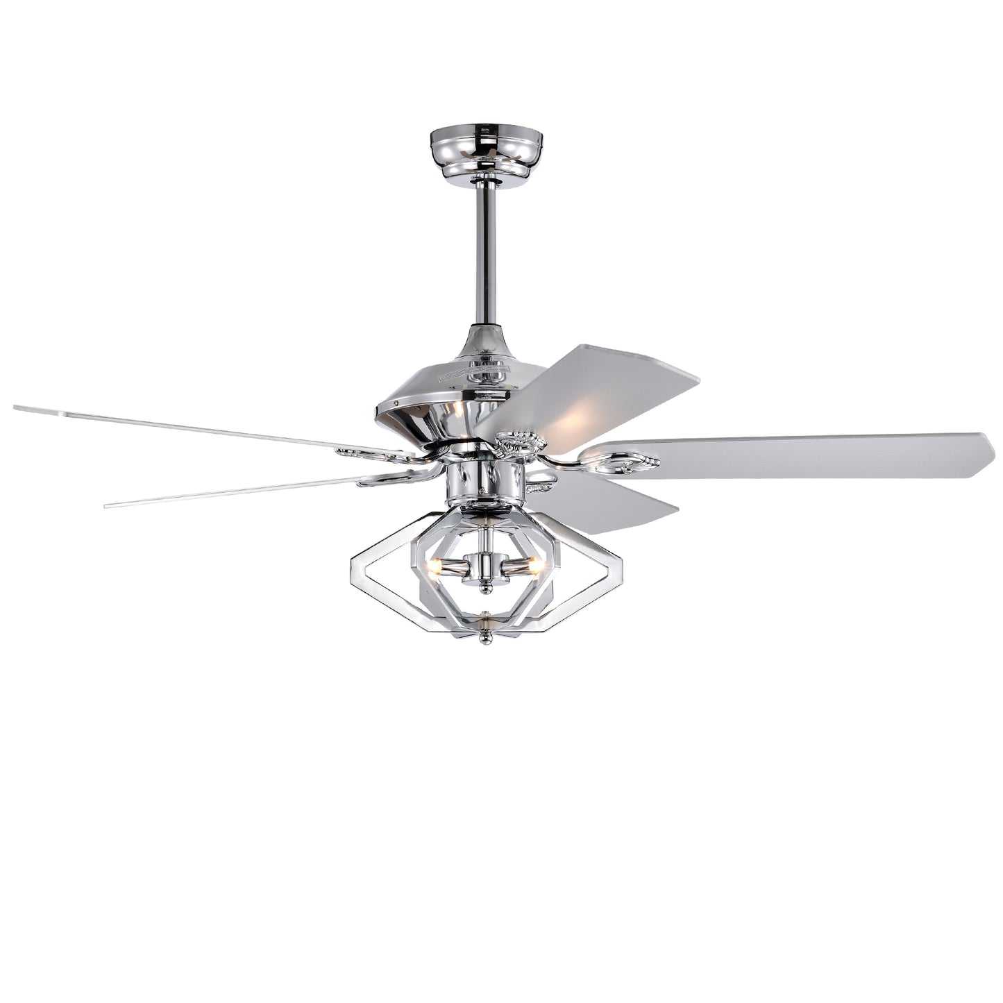 52" Dual Wood 5-Blade Crystal Ceiling Fan with Remote