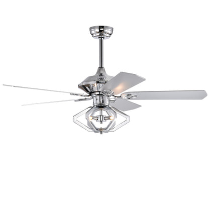 52" Dual Wood 5-Blade Crystal Ceiling Fan with Remote