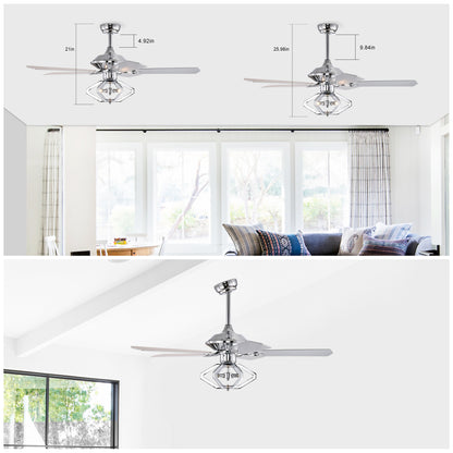 52" Dual Wood 5-Blade Crystal Ceiling Fan with Remote