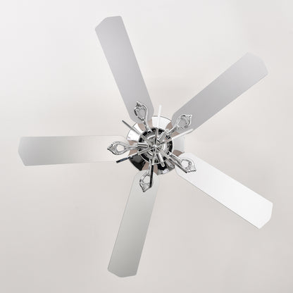 52" Dual Wood 5-Blade Crystal Ceiling Fan with Remote