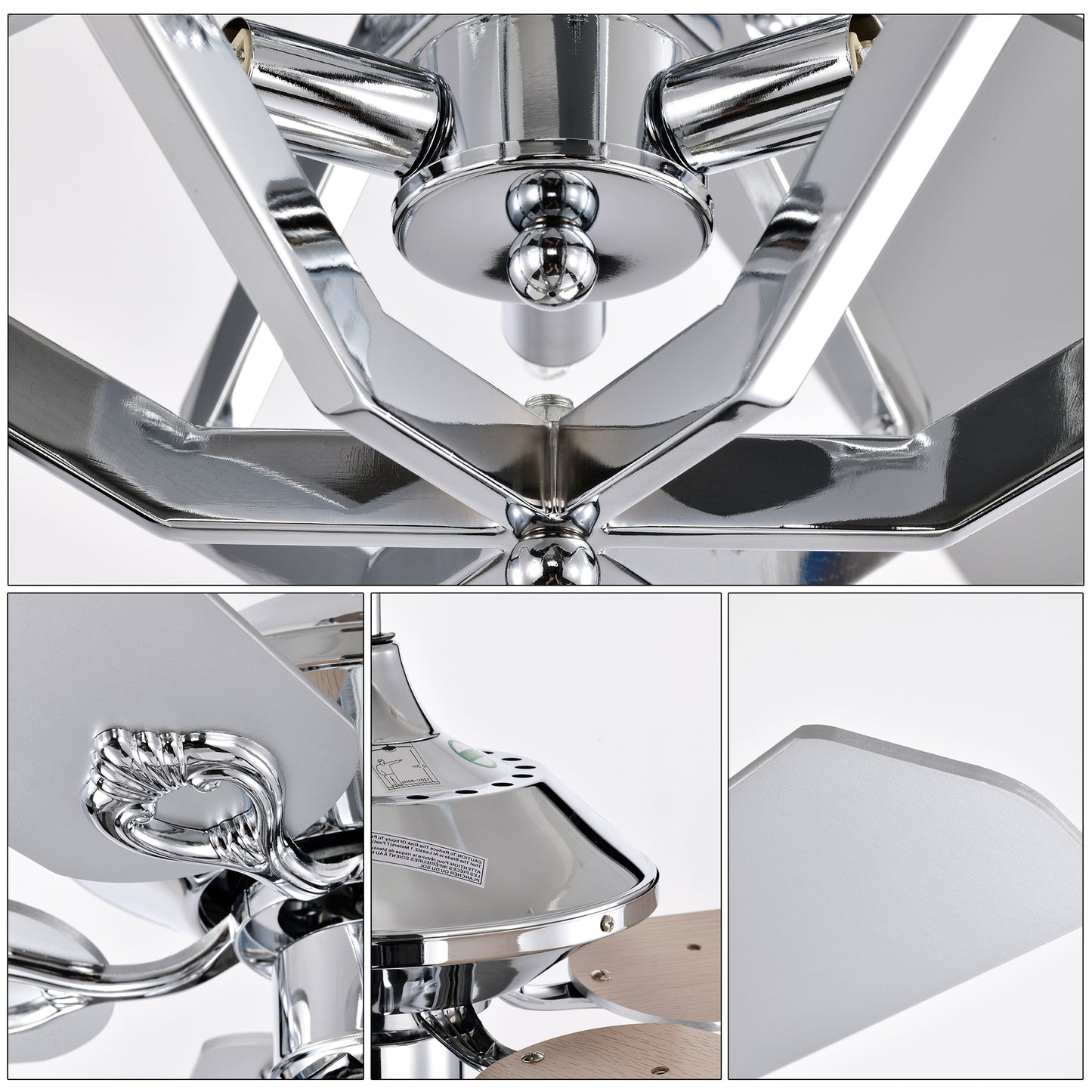 52" Dual Wood 5-Blade Crystal Ceiling Fan with Remote