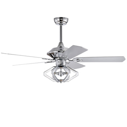52" Dual Wood 5-Blade Crystal Ceiling Fan with Remote
