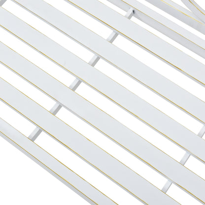 Outdoor Garden Patio Bench,Iron Metal Steel Frame Park Bench with Backrest and Armrest, Slatted Seat for Park, Yard & Porch, Balcony, Accommodates 2-3 People,White